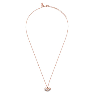 Collana Catena Rolo e Pendente Occhio con Pavé in Cubic Zirconia Placcata Oro Rosa 18kt