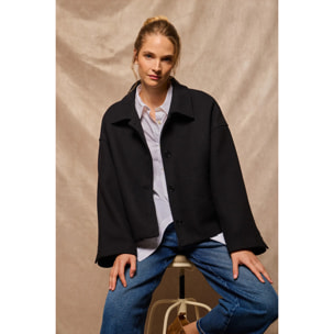 Abrigo corto Lita negro abotonado y detalles Polo Club