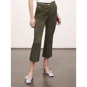 Motivi - Pantalones kick flare de color liso - Verde