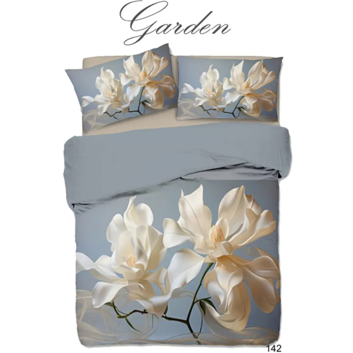Parure Copripiumino 2 piazze Garden 142 in Cotone 100% Made in Italy, Stampa Digitale HD