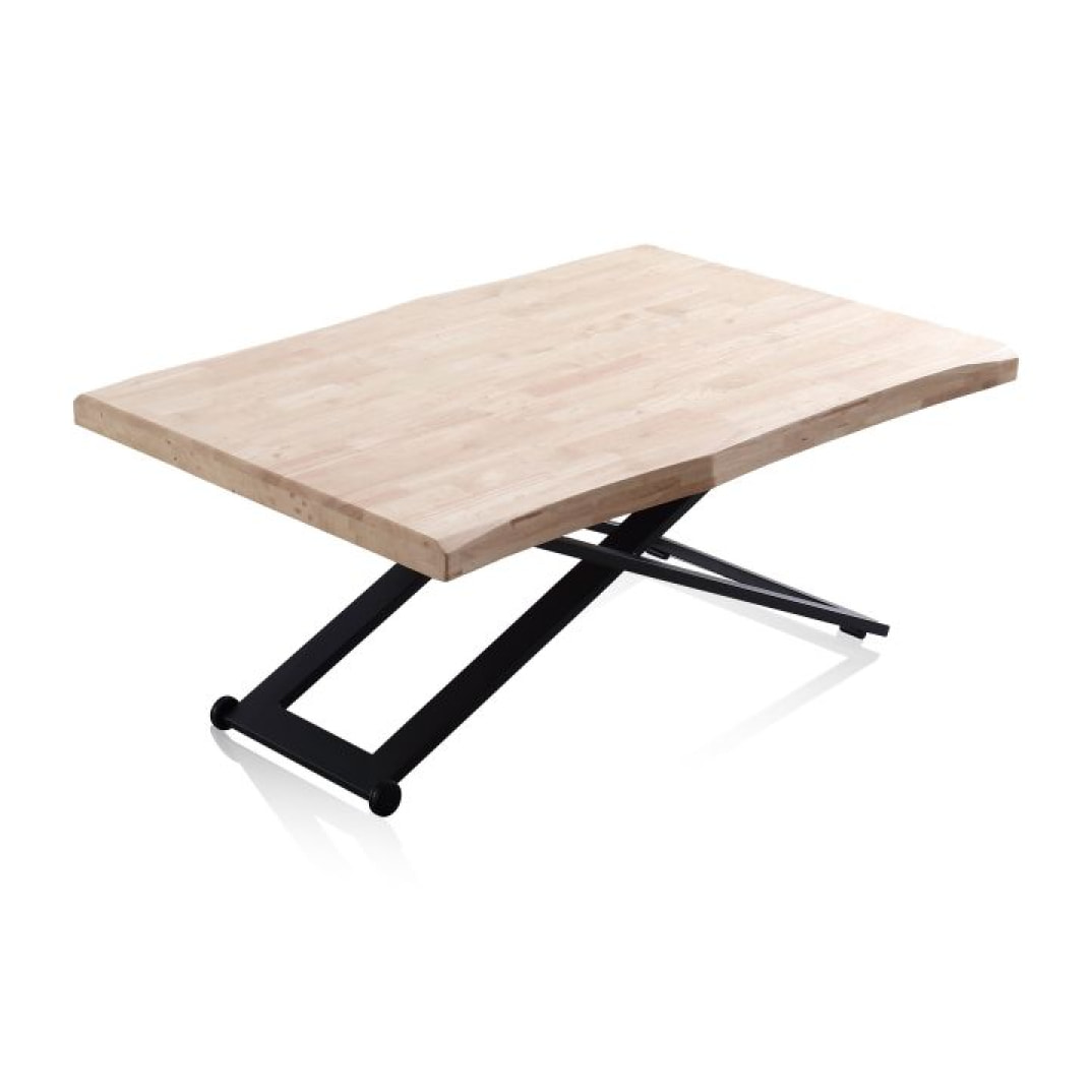 Mesa de centro elevable Lada Fit Negro - Roble