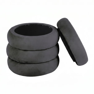 Pouf Contenitore Rotondo in Velluto con Coperchio, Seduta Imbottita con Vano Contenitore Salvaspazio dallo Stile Elegante per Soggiorno, Camera da Letto e Ingresso
