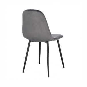 Set di 4 sedie SALAMANCA in tessuto effetto velluto grigio e gambe nere