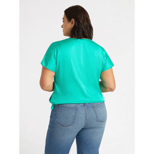Fiorella Rubino - Blusa con viscosa LENZING™ ECOVERO™ con nodo - Verde acqua