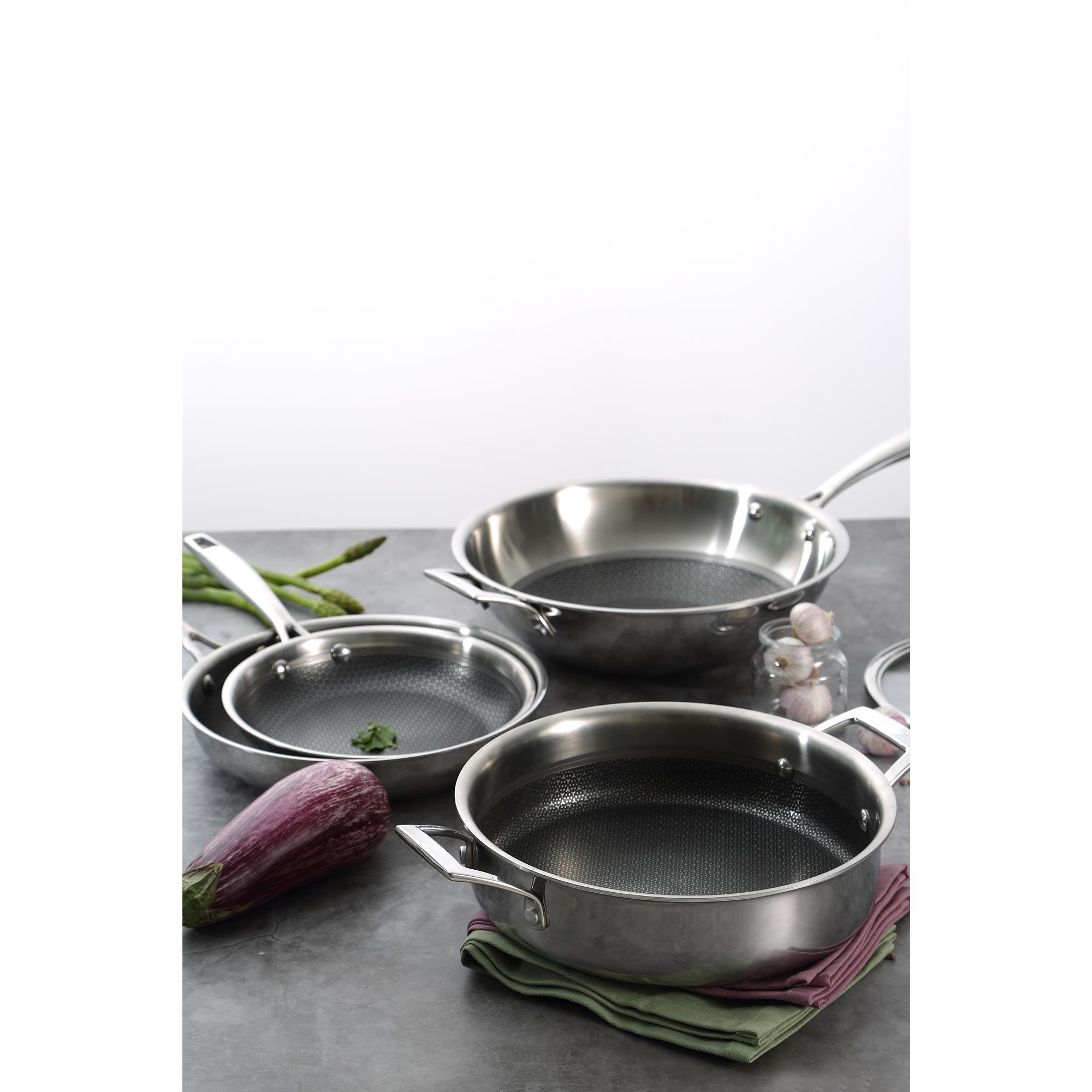 Juego de sartén ø24x4,7cm + wok ø28x8cm en acero inoxidable masterpro
