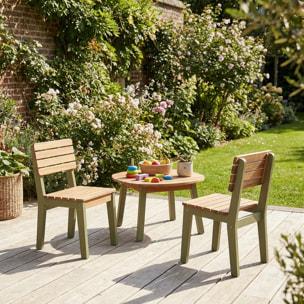 Chaise bois pour enfant intérieur/extérieur, salon de jardin enfant bois d'acacia (lot de 2) CAROLINE