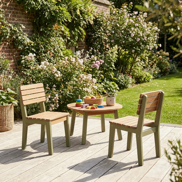 Chaise bois pour enfant intérieur/extérieur, salon de jardin enfant bois d'acacia (lot de 2) CAROLINE