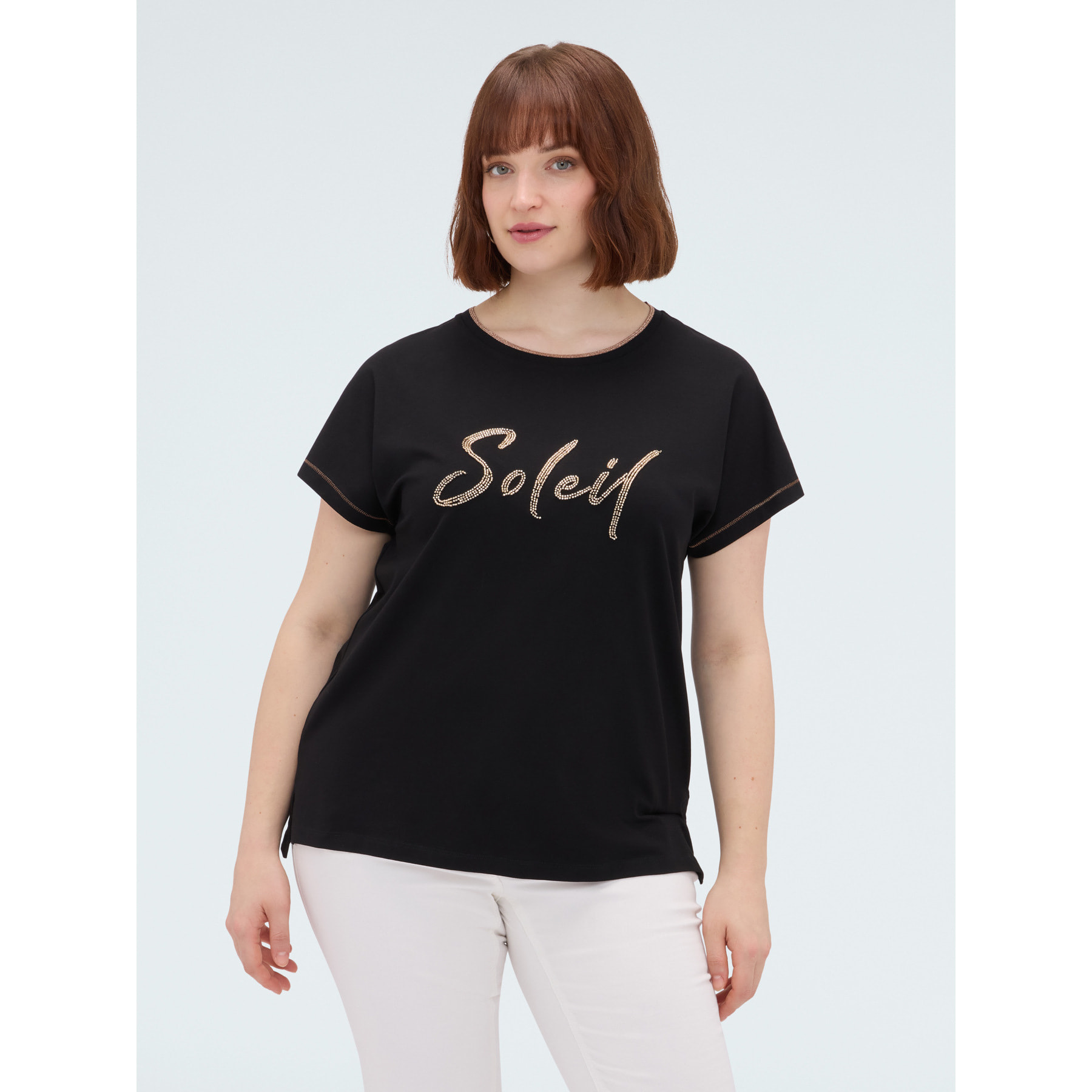 Fiorella Rubino - Camiseta de algodón con estampado Soleil - Negro