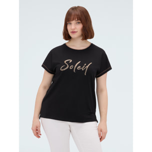 Fiorella Rubino - Camiseta de algodón con estampado Soleil - Negro