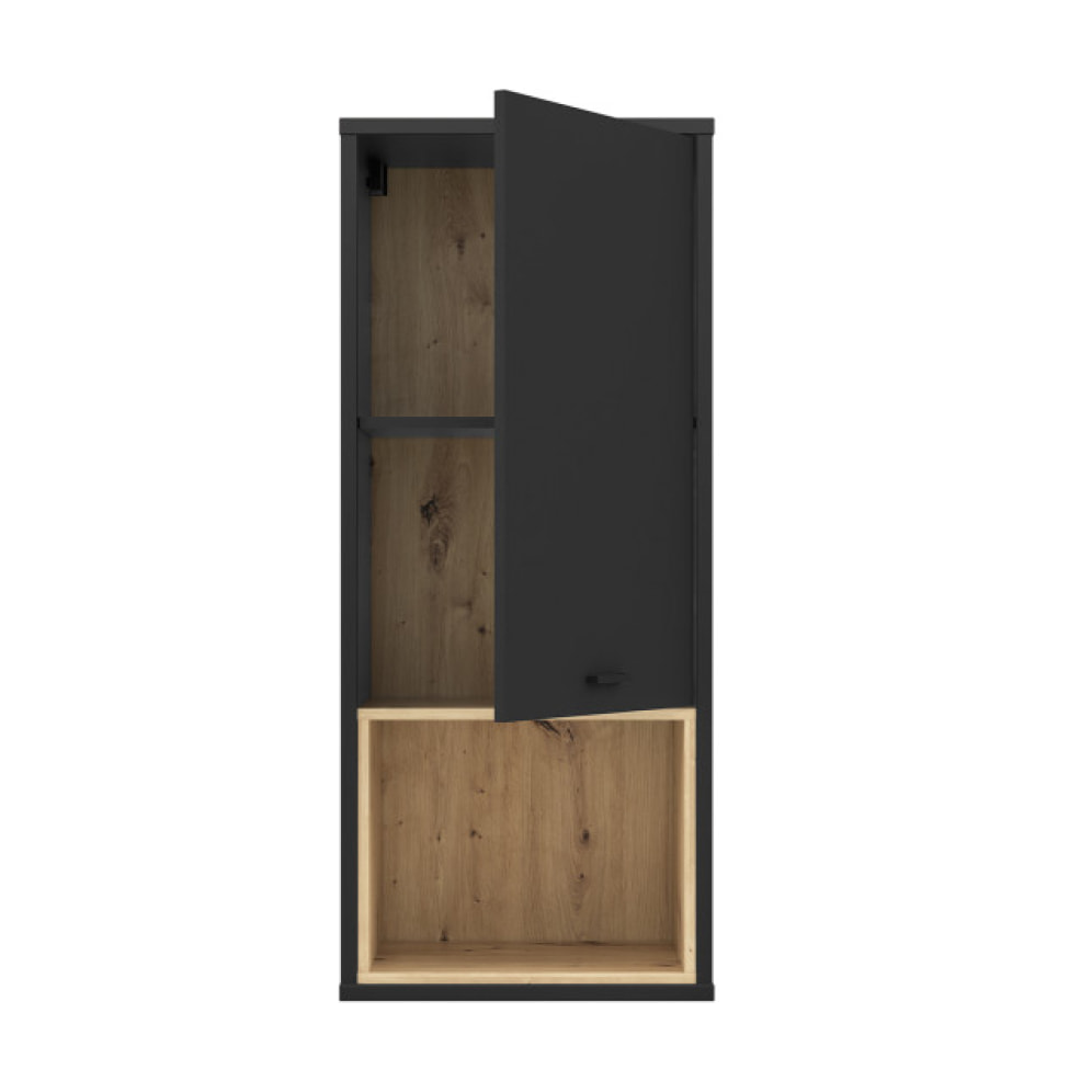 Armoire murale noire effet bois de chêne 1 porte réversible - DORY