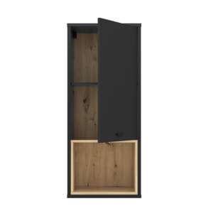 Armoire murale noire effet bois de chêne 1 porte réversible - DORY