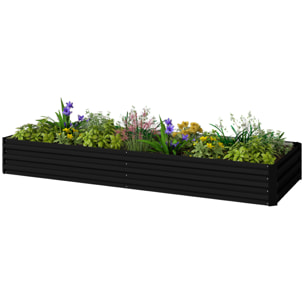 Carré potager de jardin dim. 241L x 90l x 30H cm tôle d'acier ondulée noir