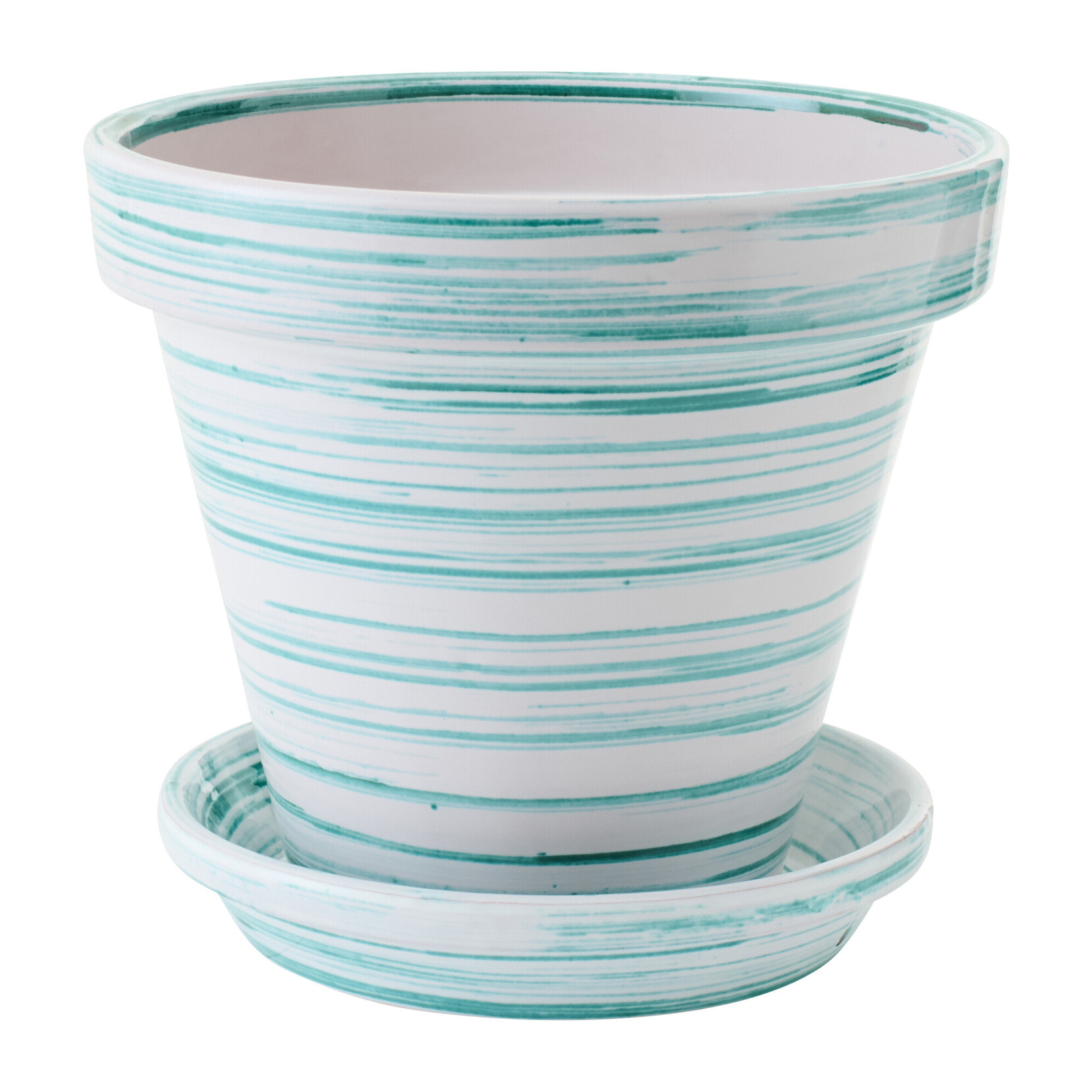 J-Line Cache-pot - céramique - vert menthe/blanc - large