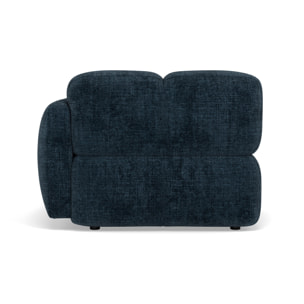 Grace - module d'assise droit en velours texturé - Bleu