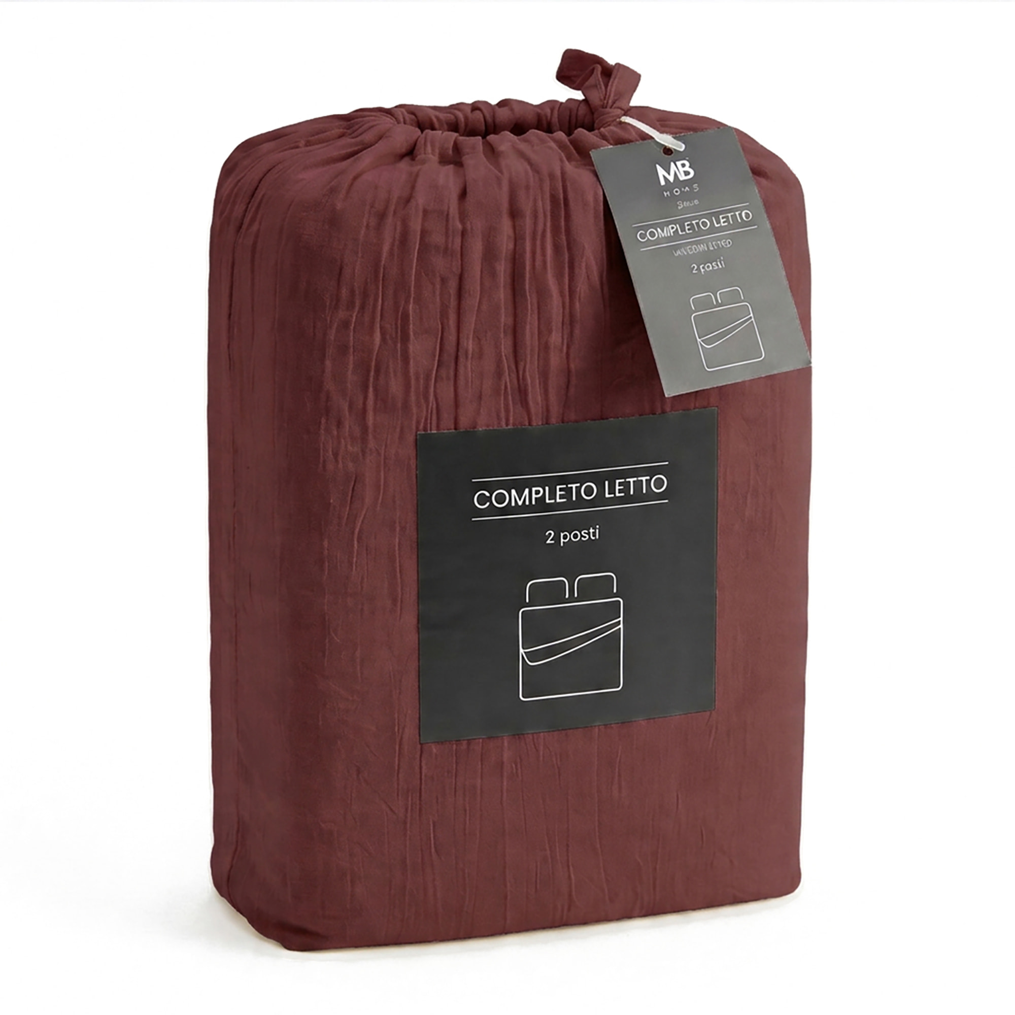 COMPLETO LETTO WATER WASHED, 100% Microfibra, No Stiro - BORDEAUX