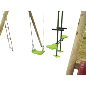 Portique Bois "Kida" - Avec 1 Toboggan - 1 Balançoire - 1 Face à face - 1 Nacelle.