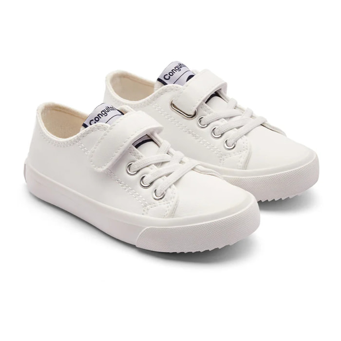 Zapatillas Bajas de Niños con Cierre Adherente en Blanco