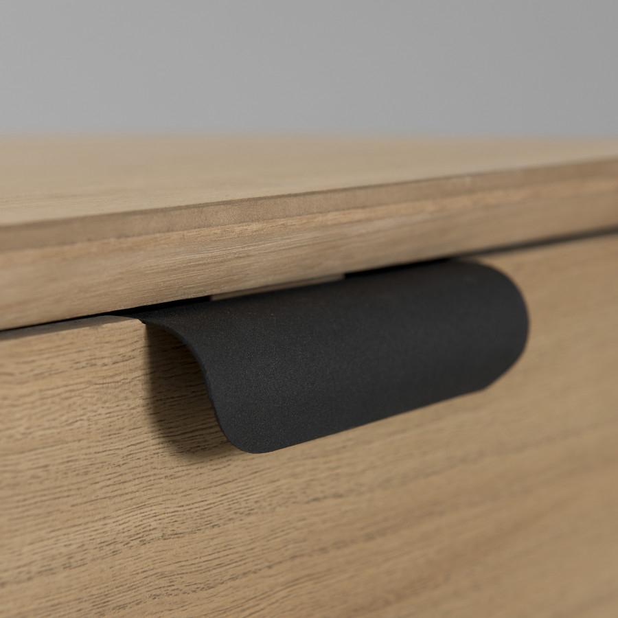EDITH - Console bois naturel 2 tiroirs pieds épingles métal noir