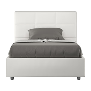 Letto una piazza e mezza con rete imbottito 120x200 similpelle bianco Mika