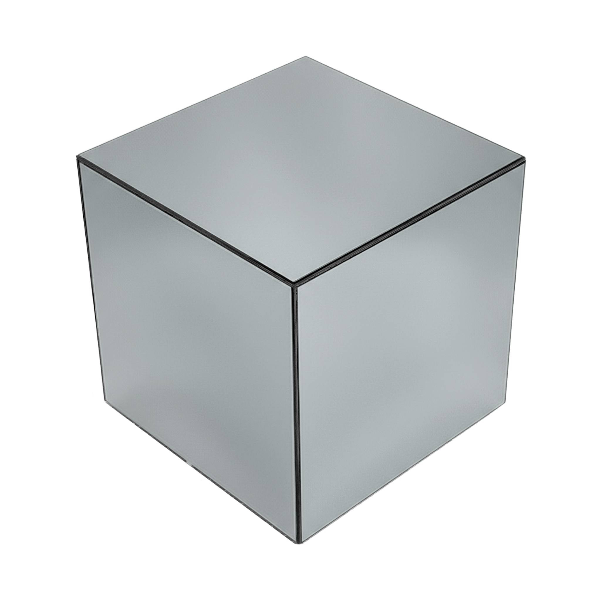 Table cubique miroir transparent. bout de canapé. table d'appoint cube miroir 40cm