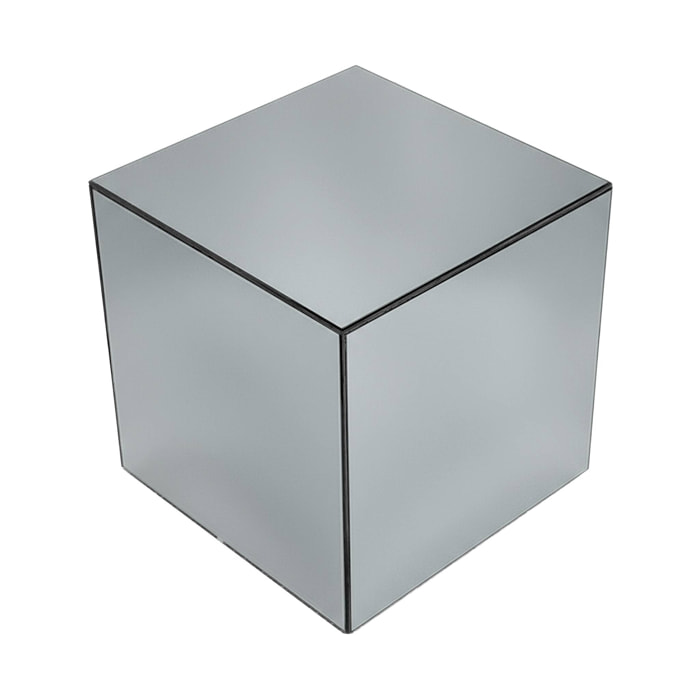 Table cubique miroir transparent. bout de canapé. table d'appoint cube miroir 40cm