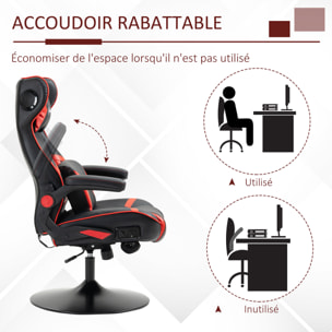 Fauteuil gaming fauteuil de bureau gamer fonction audio pivotant réglable accoudoirs relevables rouge noir