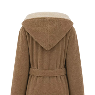 Peignoir a capuche pur coton 380 g/m² uni beige marron Club chocolat