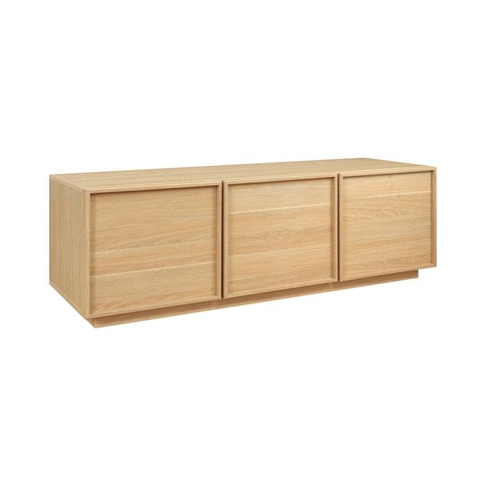 Meuble TV décor bois naturel 3 portes L 140 x P 43 x H 45cm - Kuba