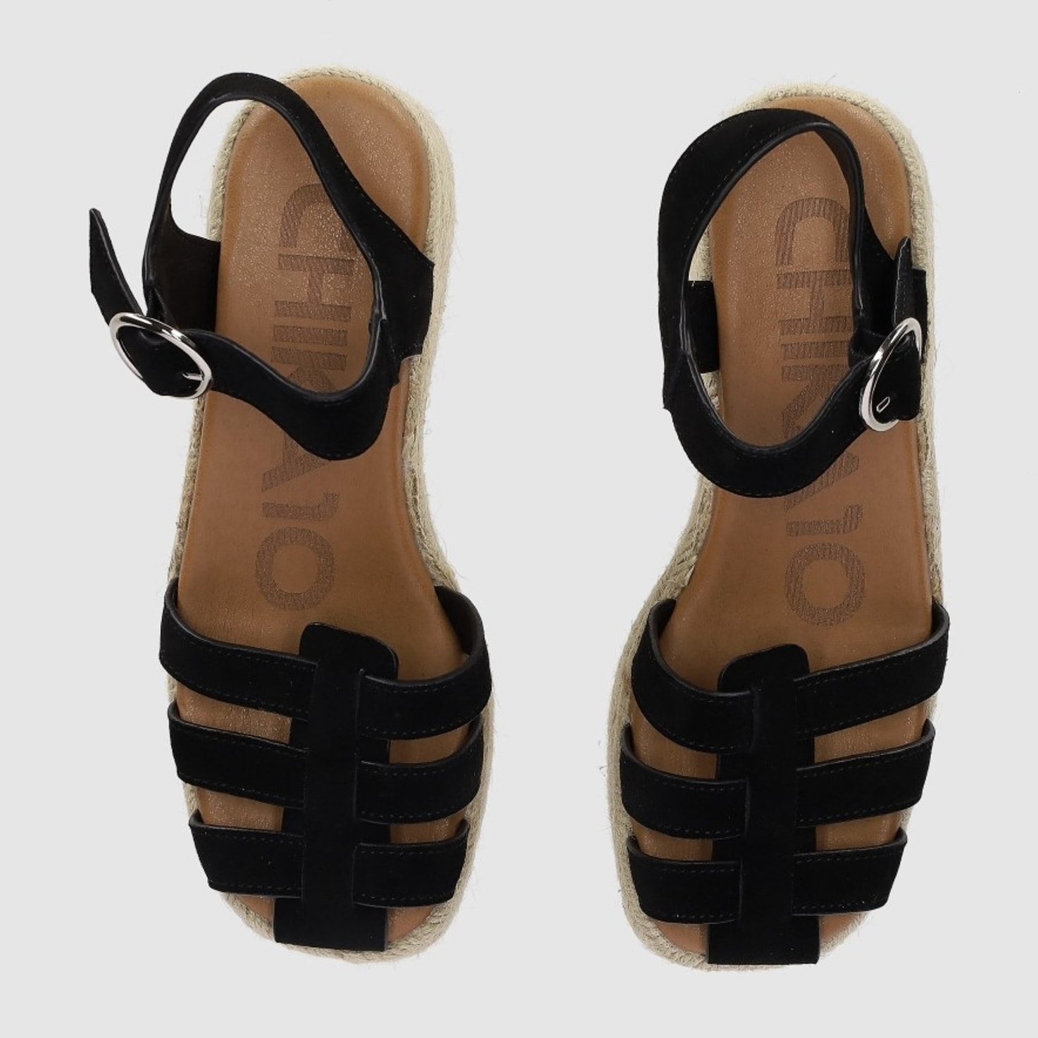 Sandalias de Serraje - Negro - Tacón: 6 cm