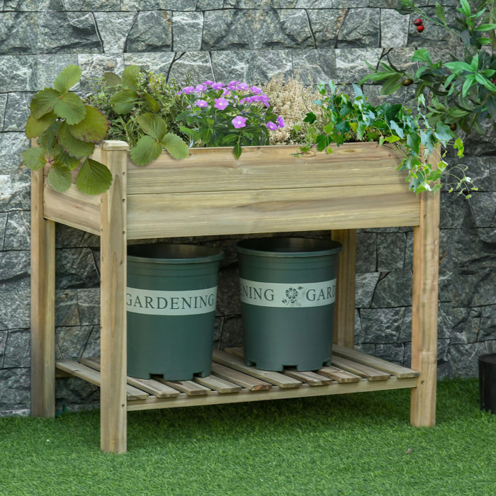 Jardinière sur pieds potager avec étagère à lattes dim. 91L x 51l x 76H cm bois sapin autoclave