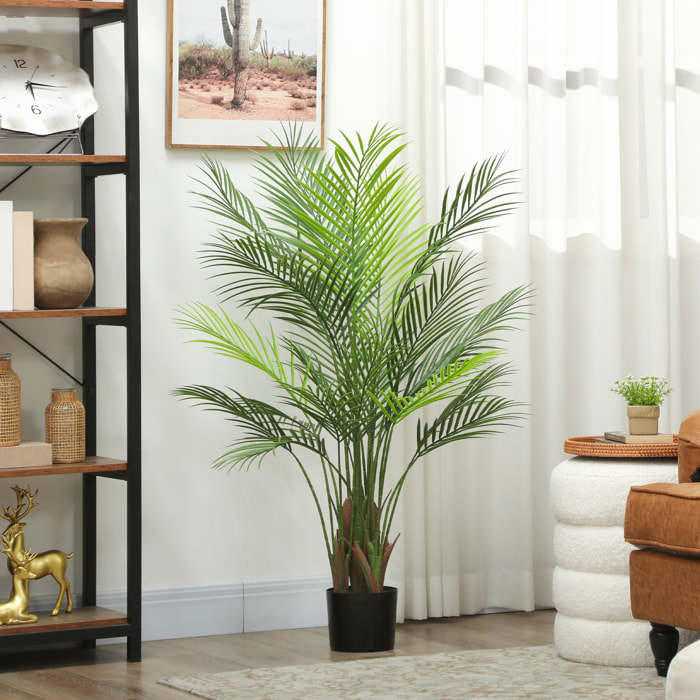 Palmier artificiel - plante artificielle H.120cm - 4 pieds 22 feuilles grand réalisme - pot inclus