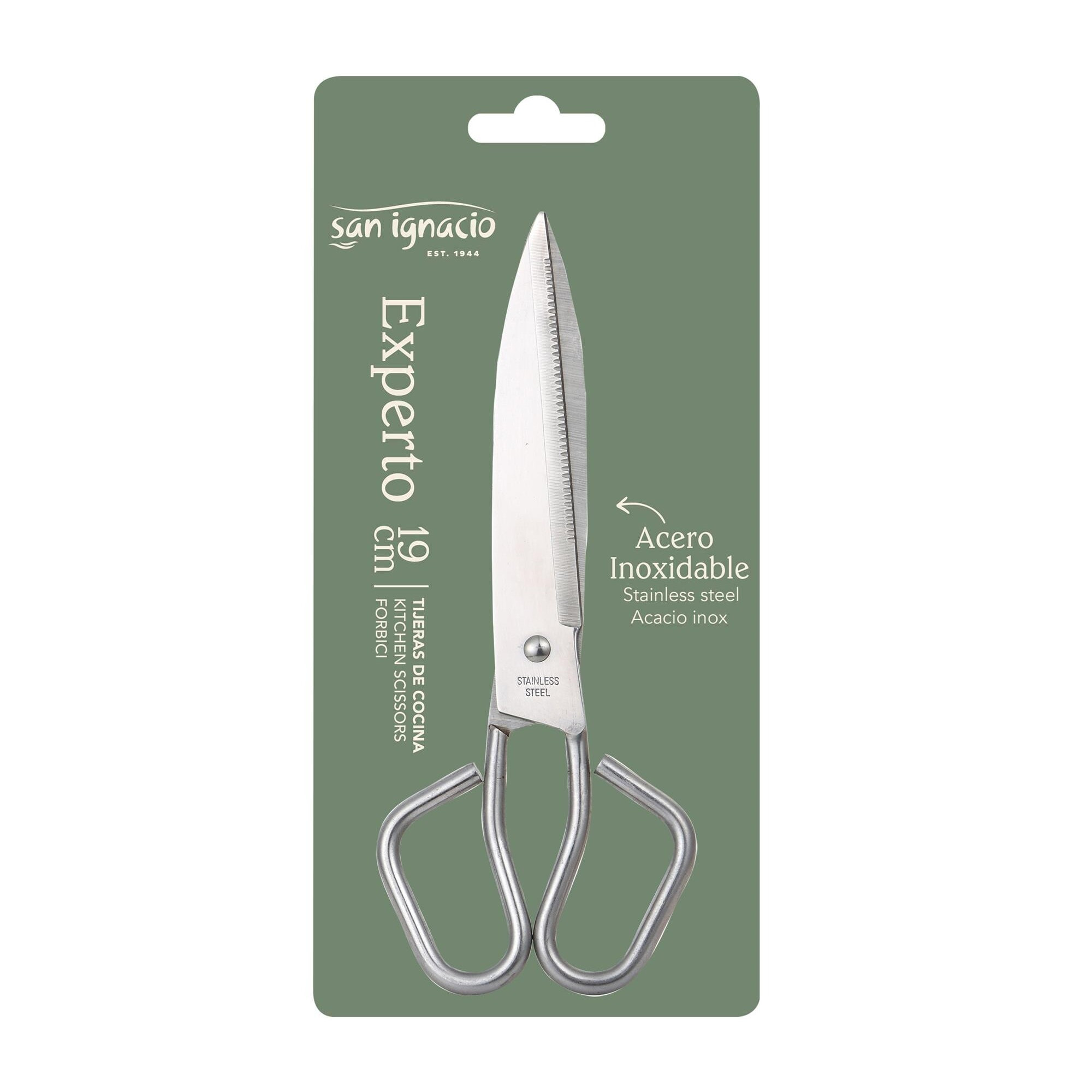 Tijeras de cocina 19x7,7 cm acero inoxidable, multiusos y resistentes para alimentos expert san ignacio