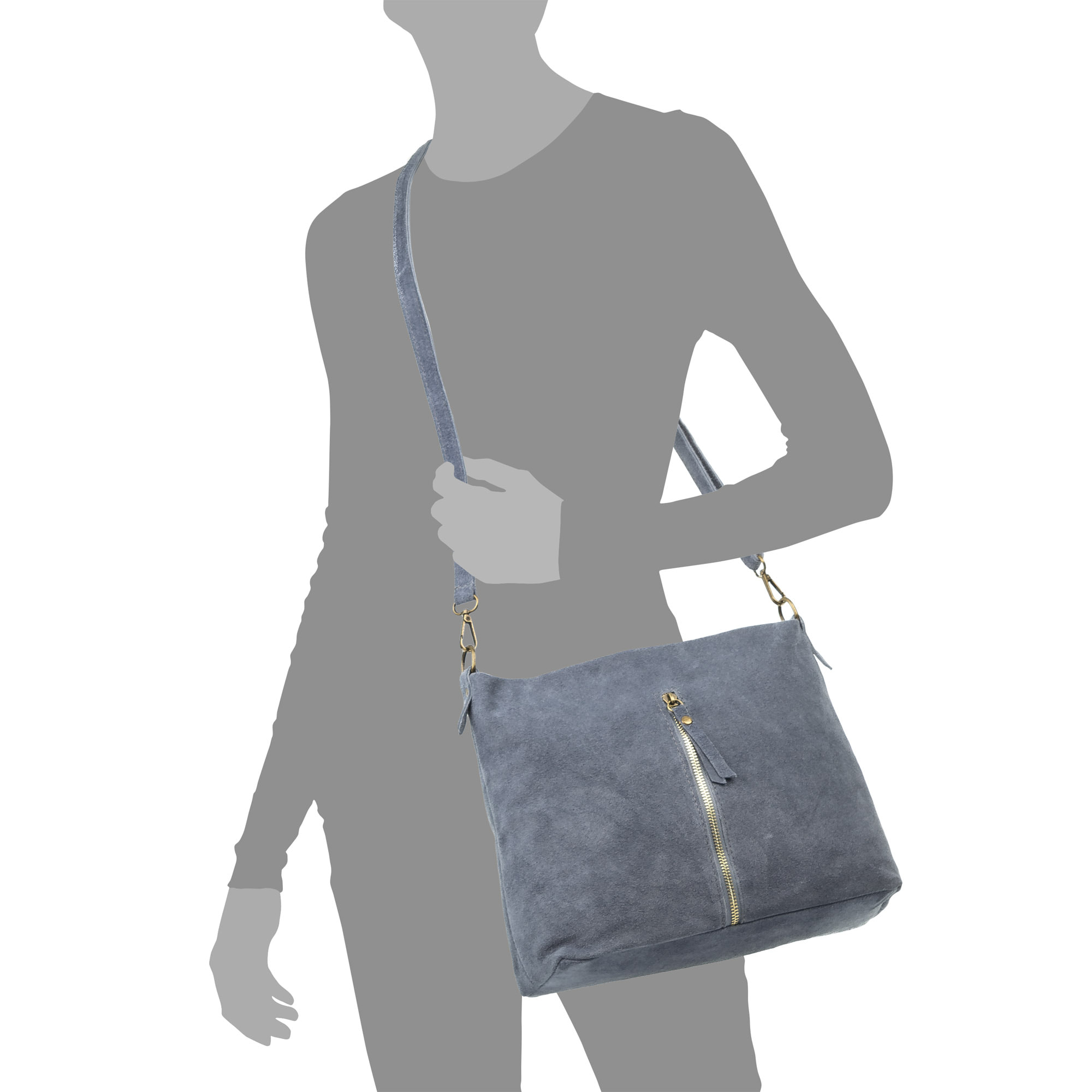 Mareta Borsa a tracolla Donna.
Pelle autentica Camoscio