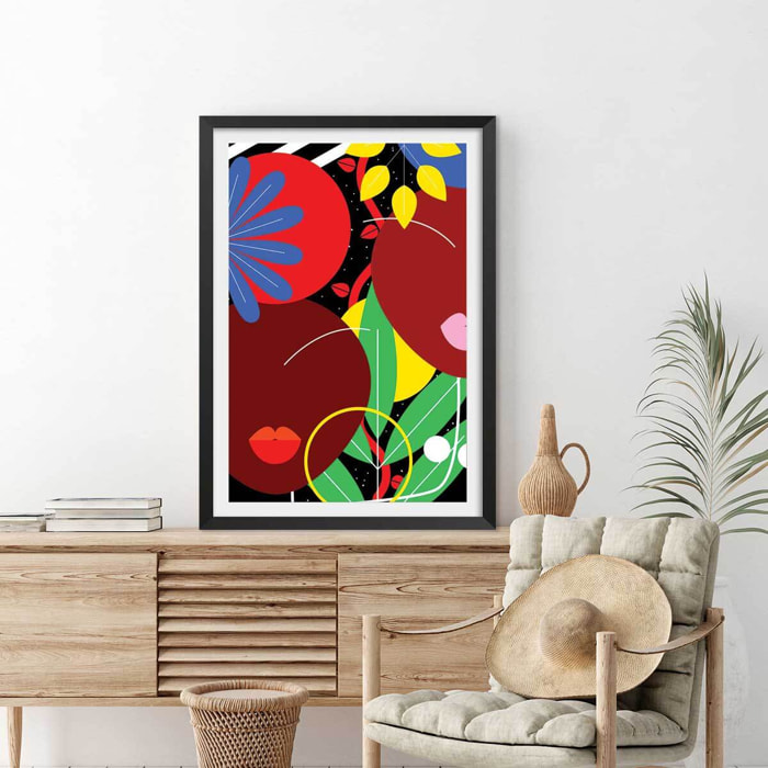 Affiche collage french kiss Affiche sous cadre noir