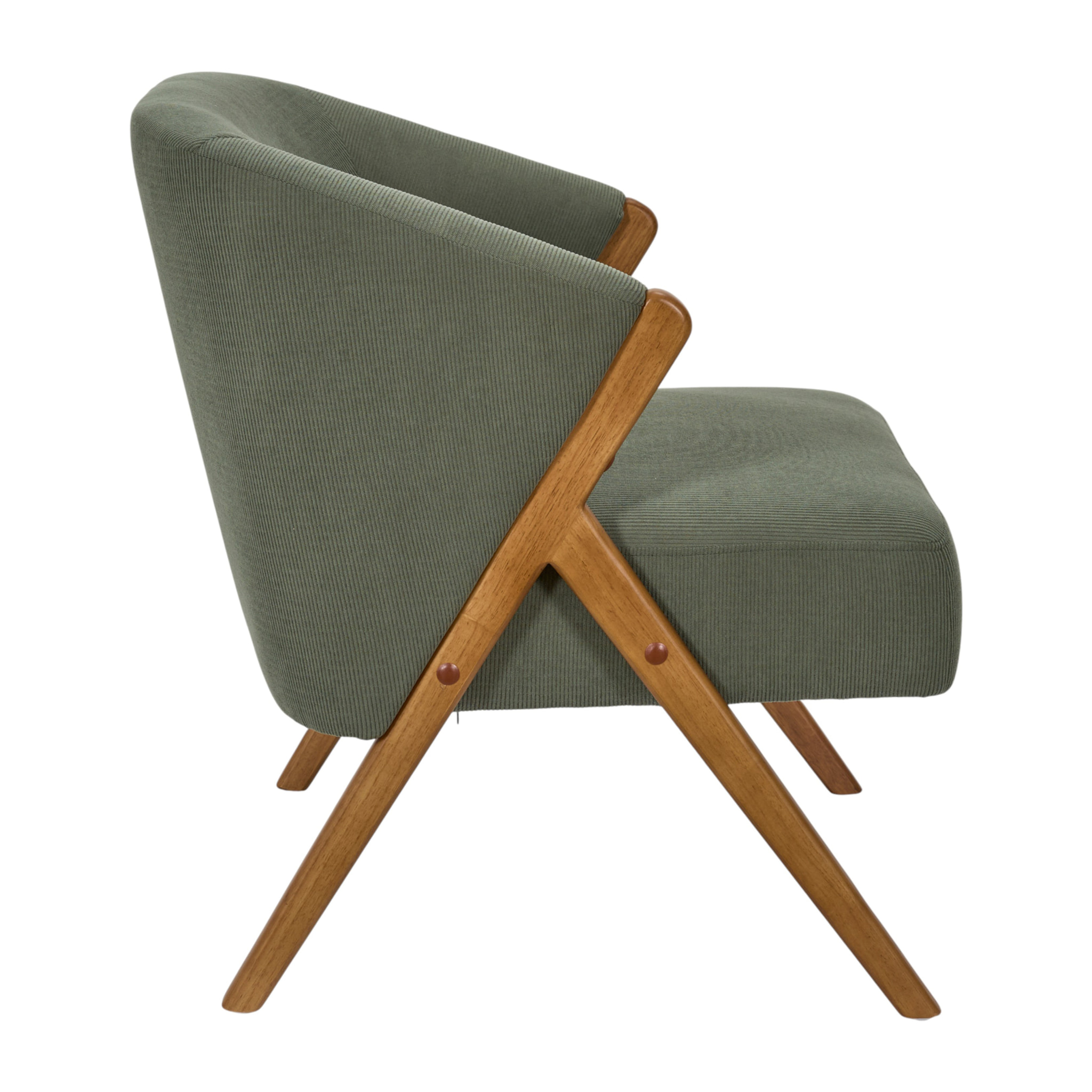 Fauteuil - HOME DECO FACTORY - Jules - Rétro Chic - Côtelé - Vert