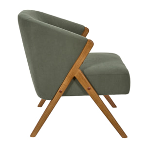 Fauteuil - HOME DECO FACTORY - Jules - Rétro Chic - Côtelé - Vert