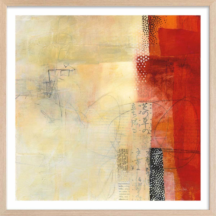 Poster sino collage Affiche + cadre en bois - Chêne