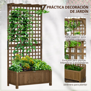 Jardinera con Enrejado de Madera Macetero de Jardín con Soporte para Trepadora Cultivo de Plantas Flores Jardinera con Celosía para Patio Terraza 90x45x183 cm Marrón