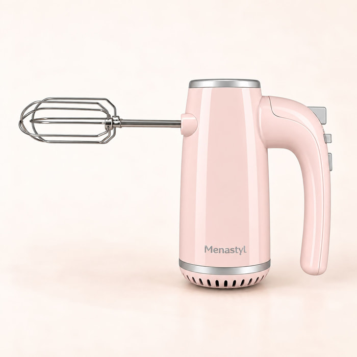 Batteur à main électrique en acier inoxydable rose RETRO