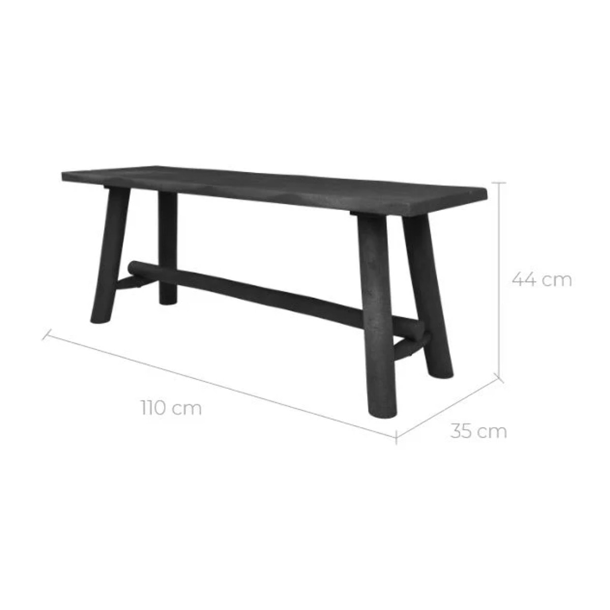 Banc noir en bois de manguier 110 cm - Toxis