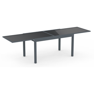 Table de jardin extensible en verre trempé gris foncé 135-270cm