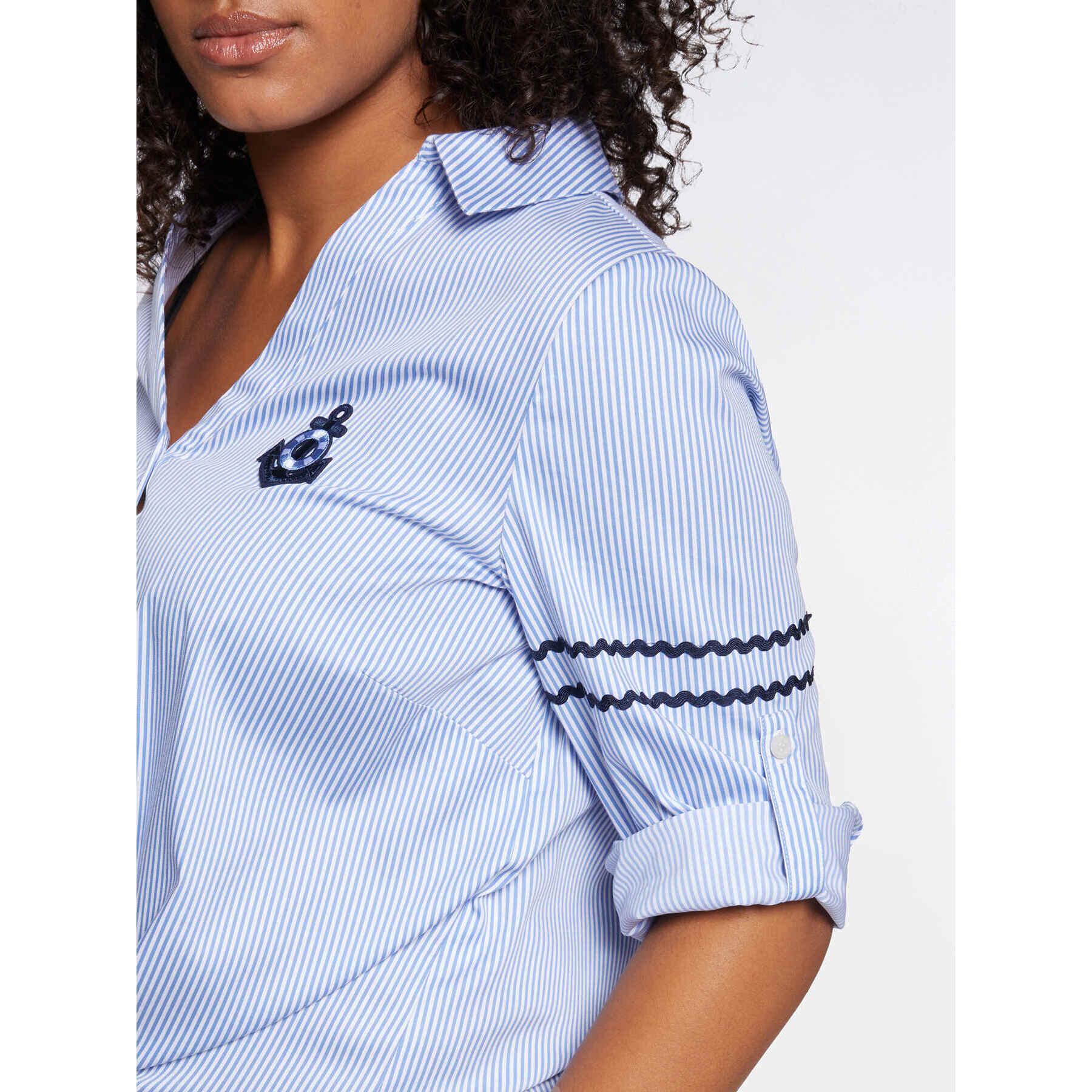 Fiorella Rubino - Camisa de rayas para anudar con parche - Light - blue