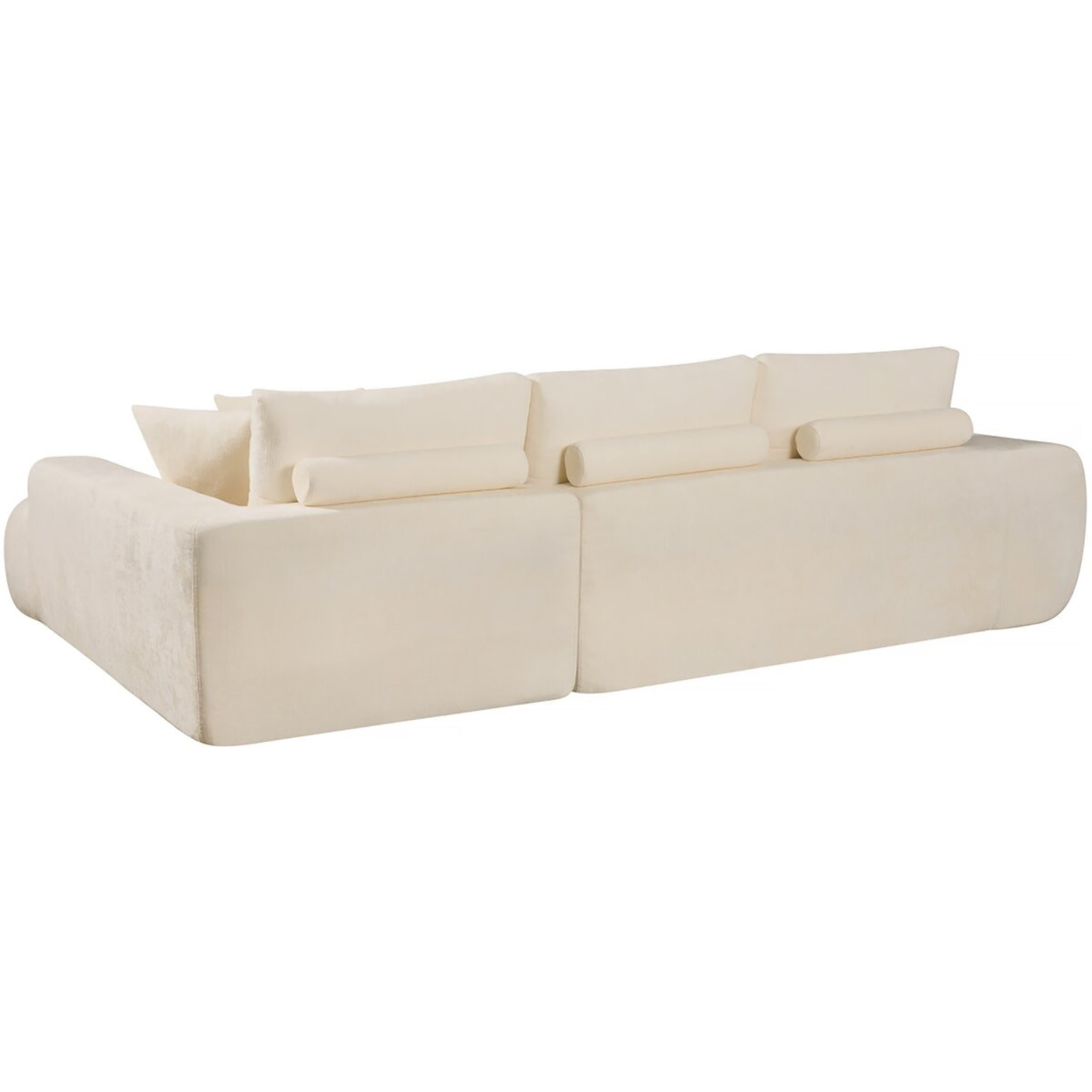 Canapé d'angle droit en tissu style bubble "Sidonie" - 4 places - Beige