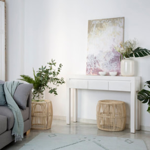 Meuble d'entrée Liland -bois massif et panneau de mdf-couleur laqué blanc mat 120 x 85 x 30 cm