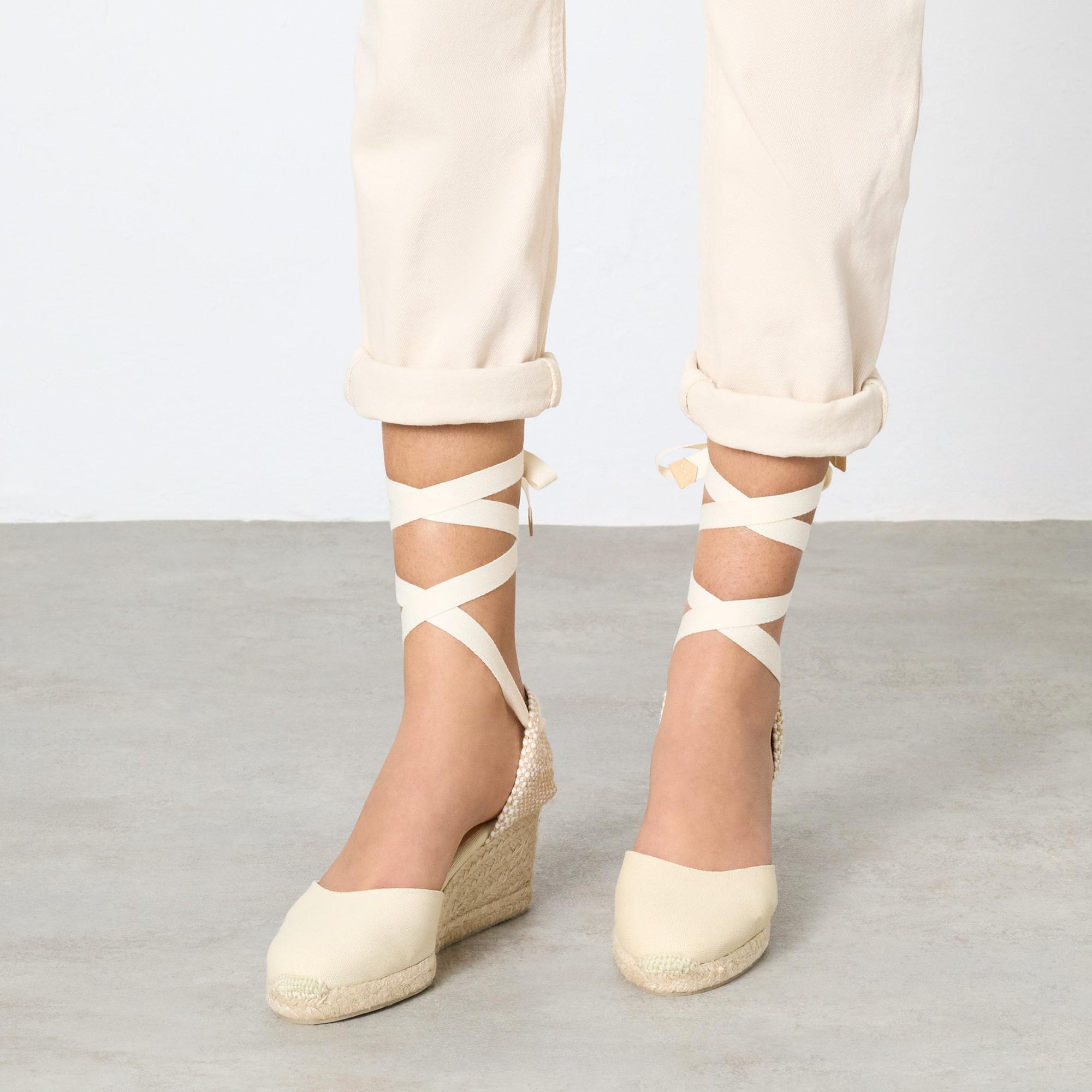Alpargata cuña Carina beige mujer 7cm