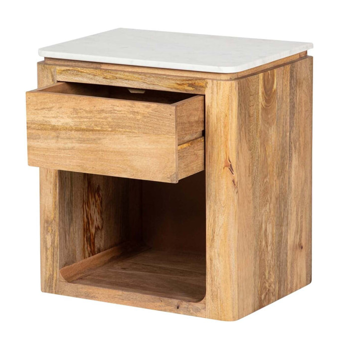 Mesita Madera Mango Marmol Felo 55x40x60 Cm