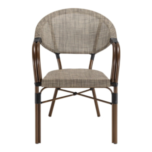 VIANNEY - Lot de 2 chaises de jardin bistrot en acier textilène taupe