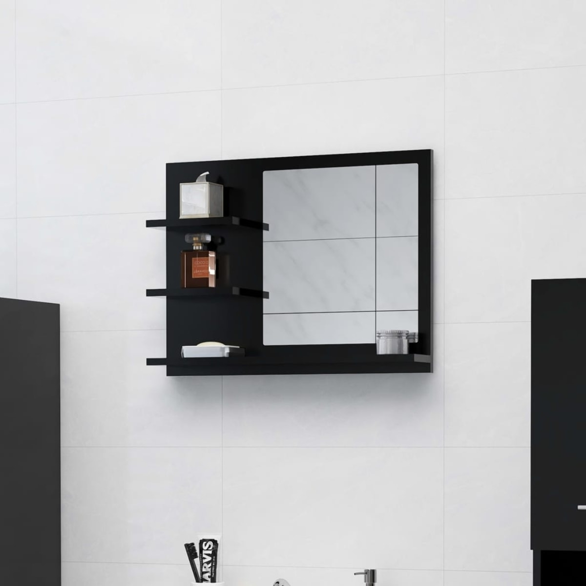 Miroir de salle de bain avec rangements - Noir