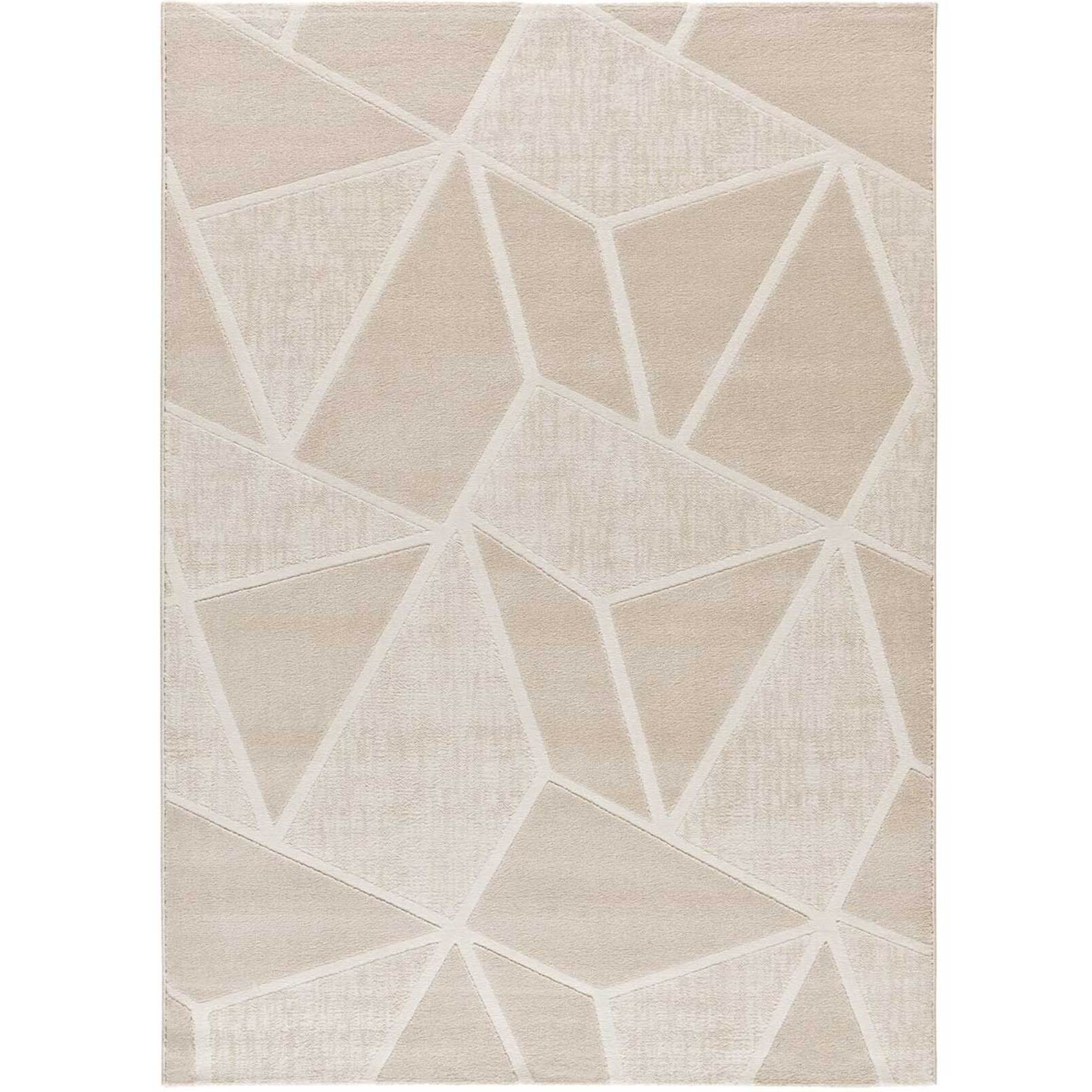 SENSATION Alfombra con motivos geomÃ©tricos en relieve en blanco, varias medidas disponibles.
