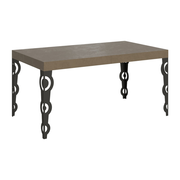 Table extensible 90x160/264 cm Karamay taupe pieds anthracite